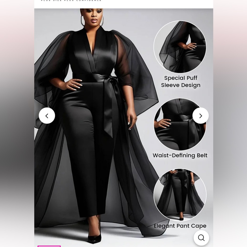 NWT Xpluswear Design Plus Size Formal Tulle Black V Neck without belt